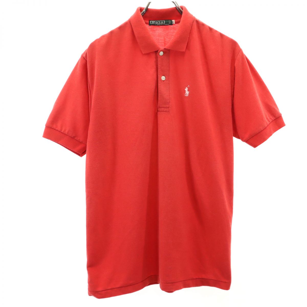 Polo by Ralph Lauren ポロバイラルフローレン 80s USA製 緑タグ ヴィンテージ 半袖 ハーフボタン ポロシャツ XL レッド メンズ