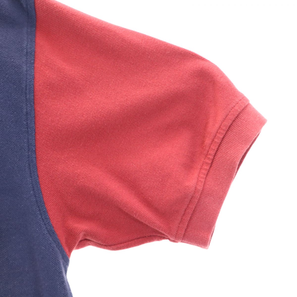 TOMMY HILFIGER トミーヒルフィガー 90s オールド フラッグタグ 半袖 バック刺繍 ポロシャツ L ネイビー系 鹿の子 メンズ