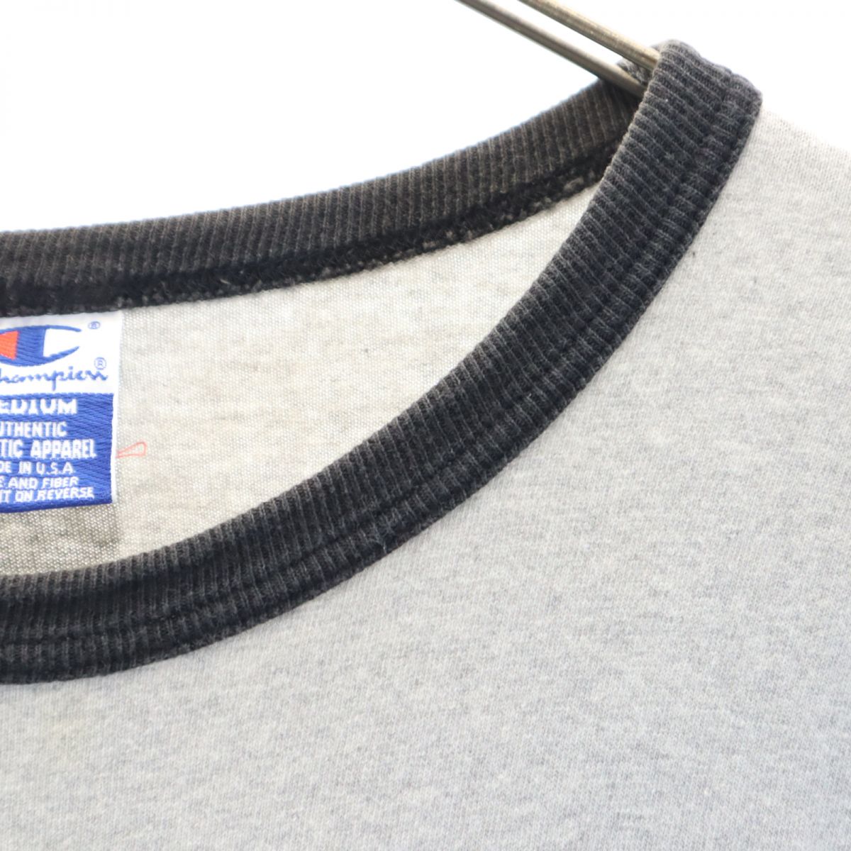 Champion チャンピオン 90s USA製 オールド プリント 半袖 Tシャツ M グレー メンズ