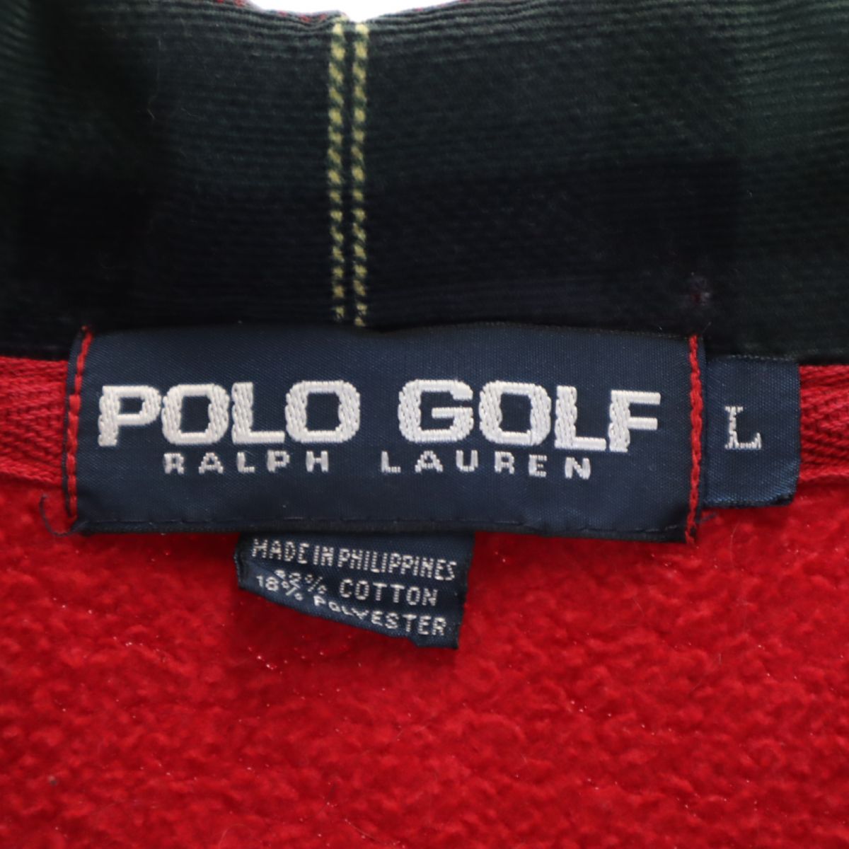 ポロゴルフ ラルフローレン 長袖 ハーフジップ トレーナー L レッド POLO GOLF RALPH LAUREN 裏起毛 メンズ