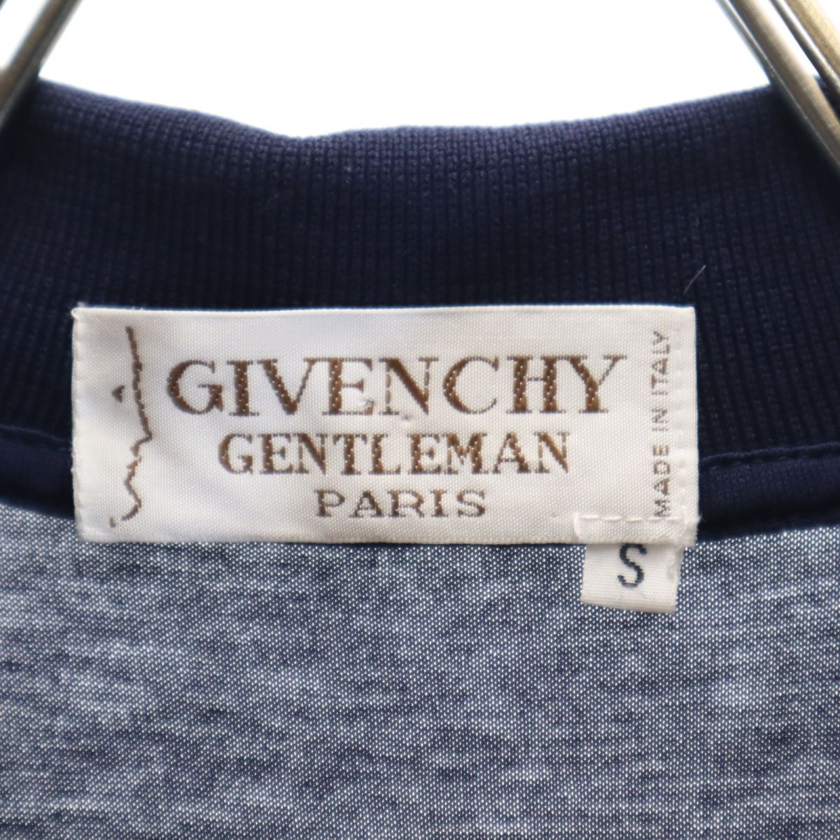 GIVENCHY ジバンシィ イタリア製 ライン入り 半袖 ポロシャツ S ネイビー GENTLEMAN PARIS メンズ