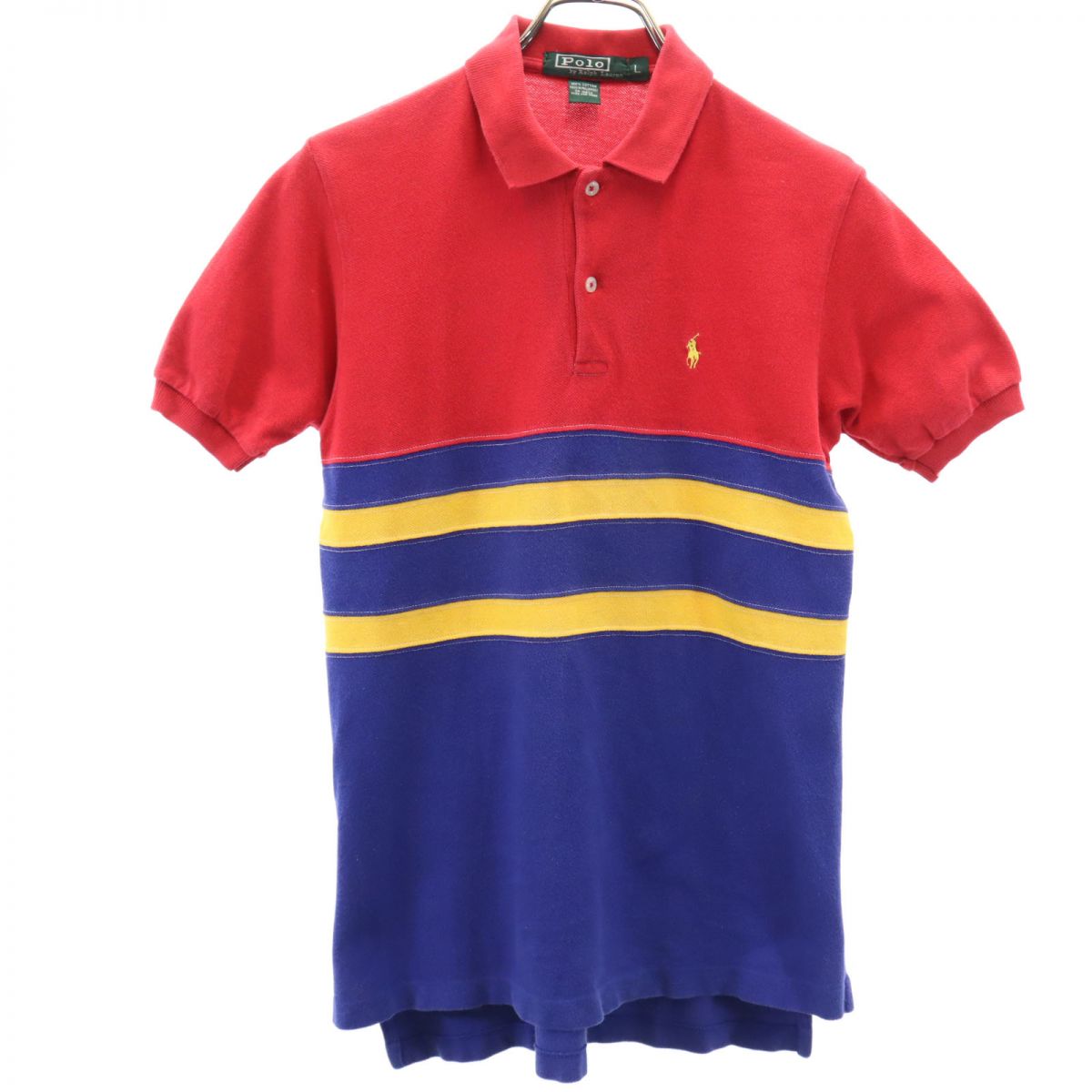 Polo by Ralph Lauren ポロバイラルフローレン 80s 緑タグ ヴィンテージ 半袖 ポロシャツ L レッド 鹿の子地 レディース