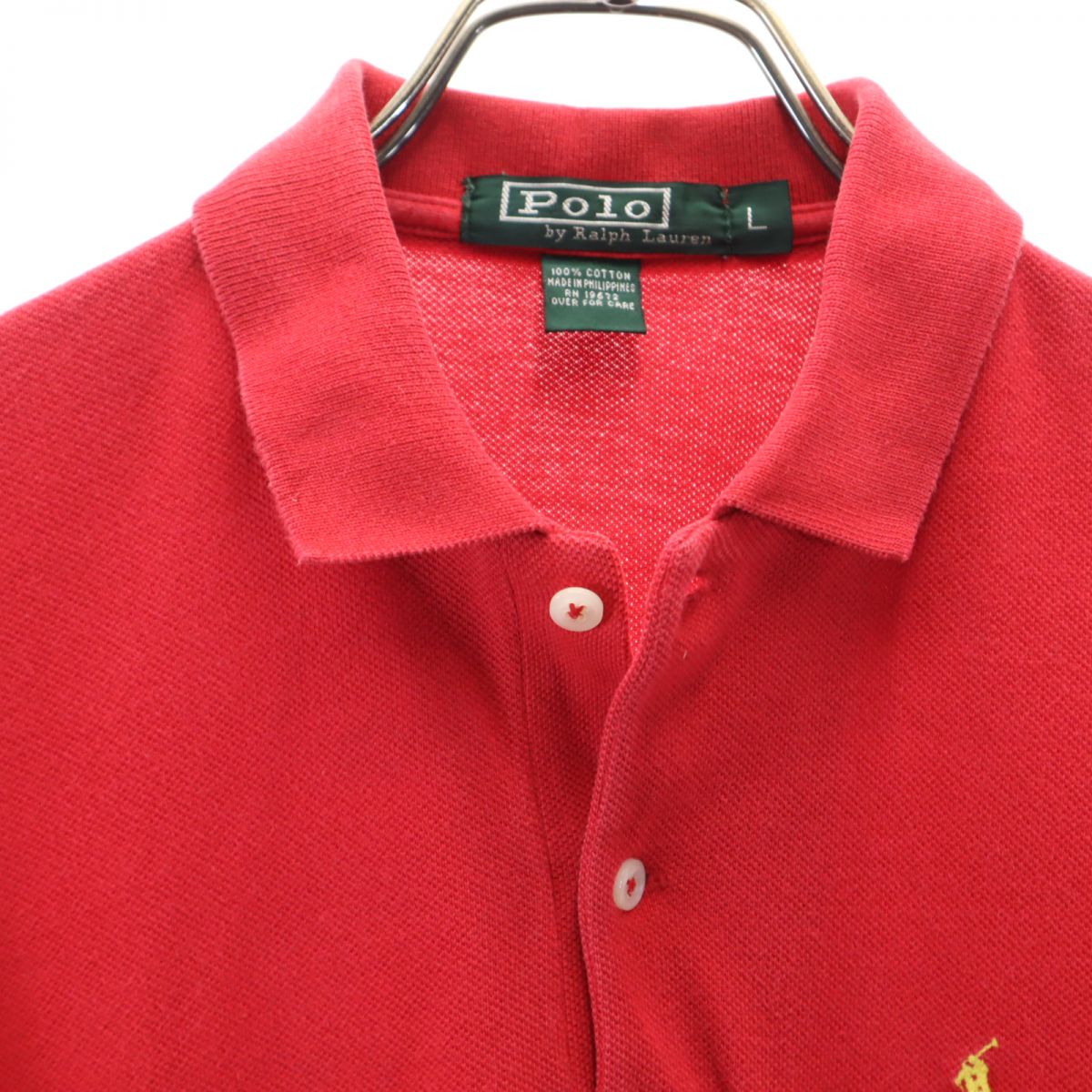Polo by Ralph Lauren ポロバイラルフローレン 80s 緑タグ ヴィンテージ 半袖 ポロシャツ L レッド 鹿の子地 レディース