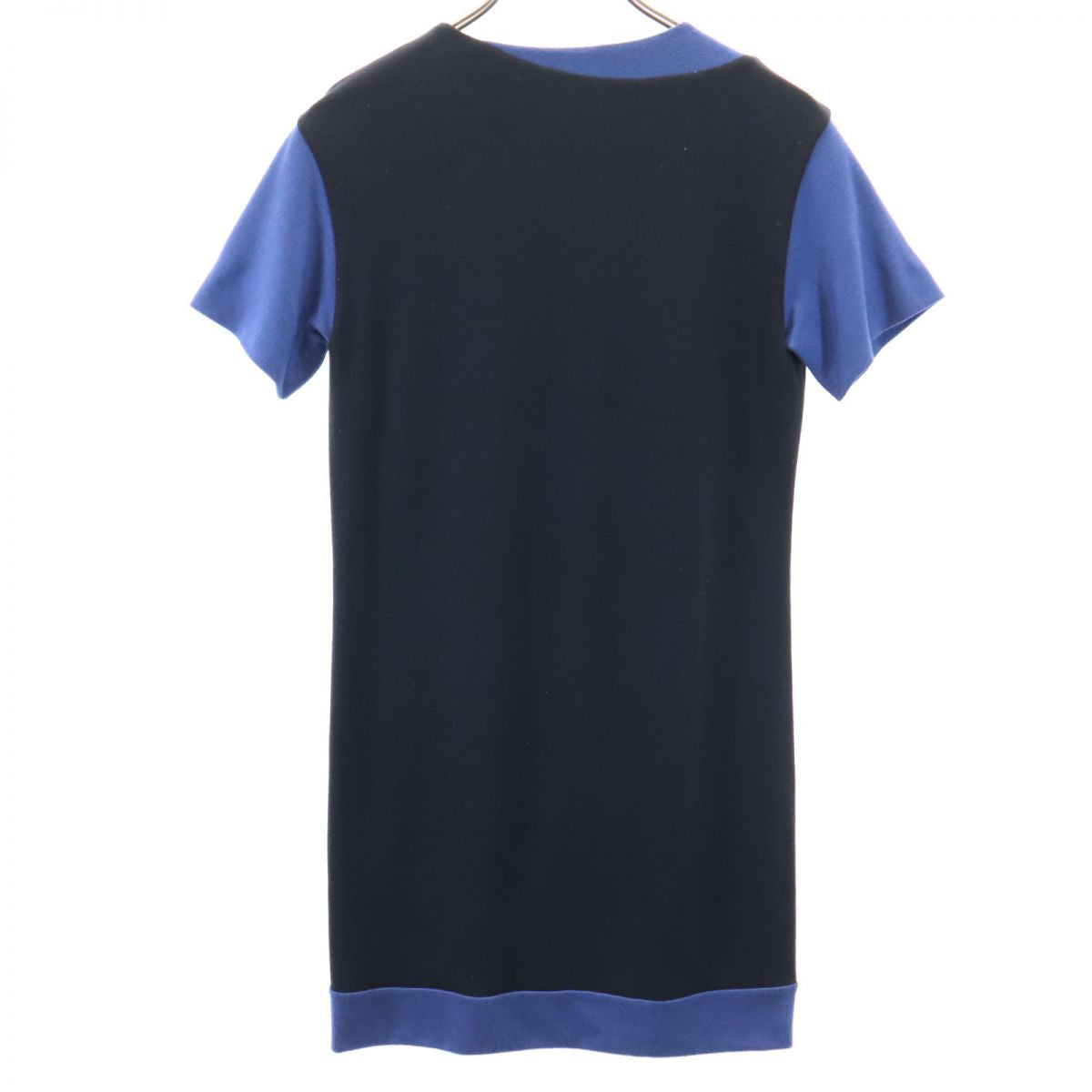 JIL SANDER ジルサンダー イタリア製 半袖 ミニワンピース 32 ネイビー×ブルー レディース