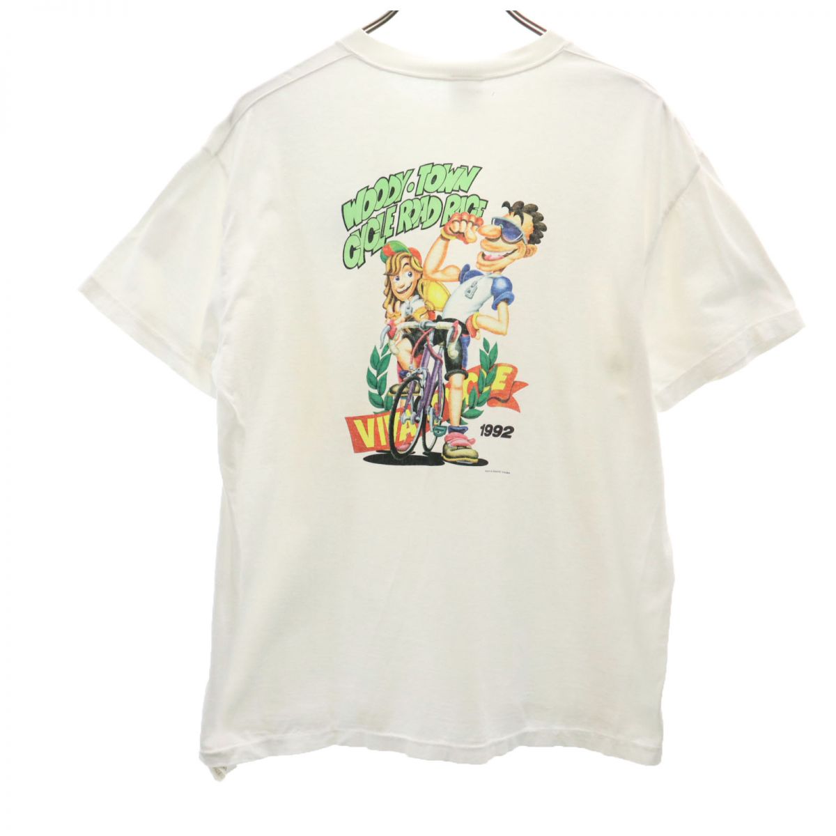 DESCENTE デサント 90s オールド バックプリント 半袖 Tシャツ L 白 メンズ
