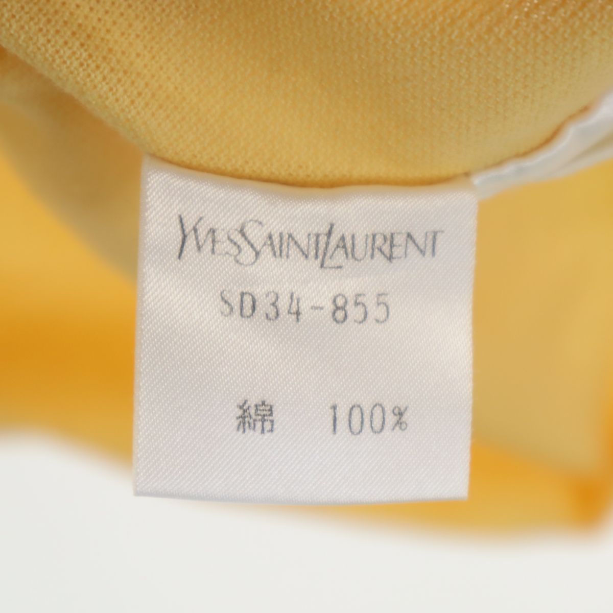 YVES SAINT LAURENT イヴサンローラン 半袖 ポロシャツ M イエロー 鹿の子地 メンズ