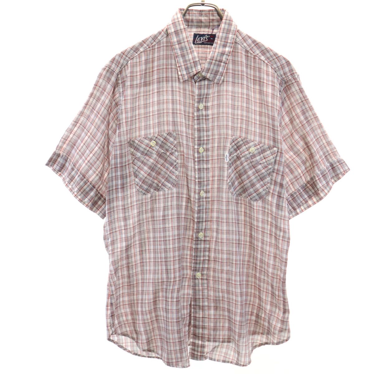 リーバイス 70s USA製 ヴィンテージ チェック柄 半袖 シャツ XL Levi's メンズ