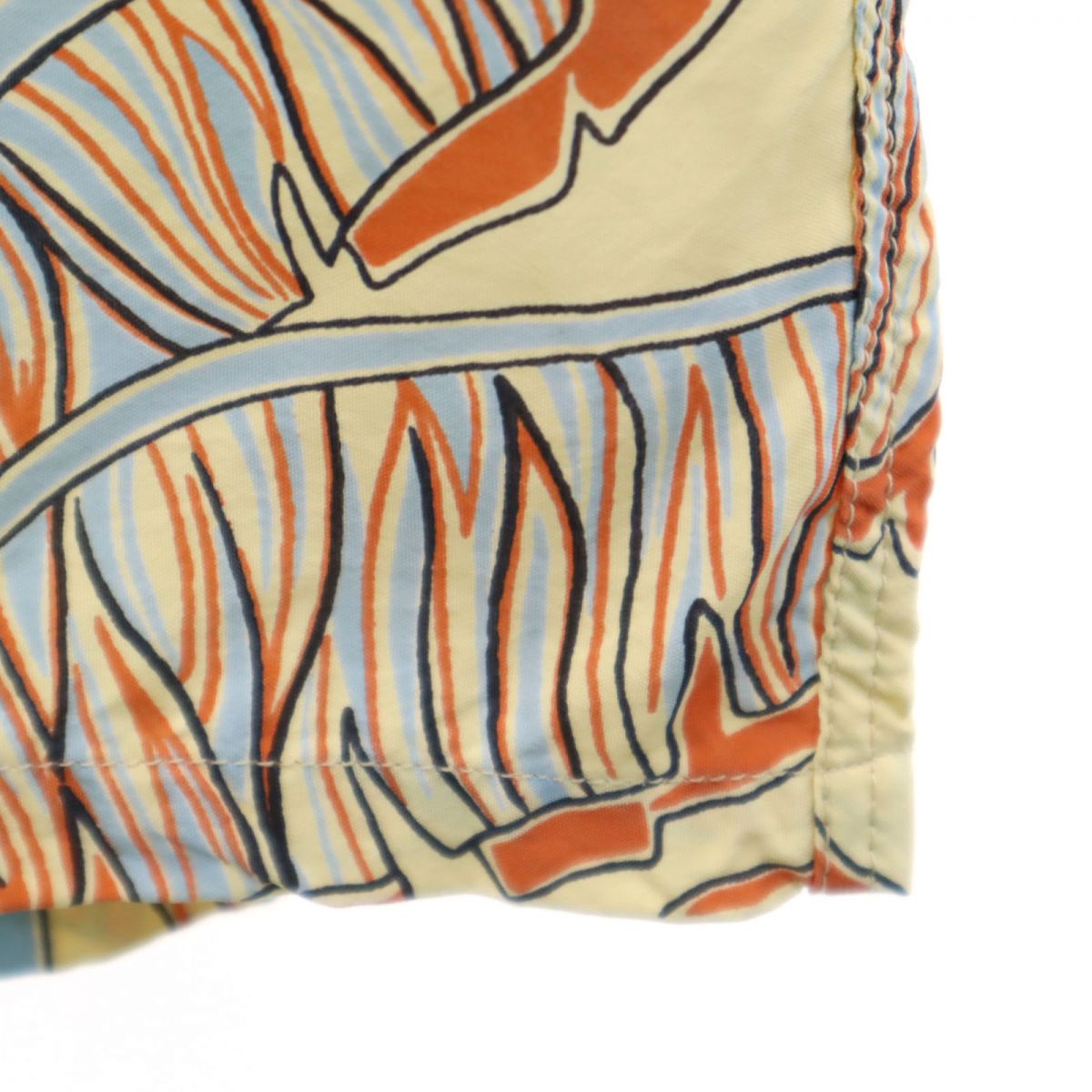 Japan Blue Ae ジャパンブルーアイ 未使用 日本製 総柄 半袖 アロハシャツ L イエロー オープンカーラー 開襟 タグ付き メンズ