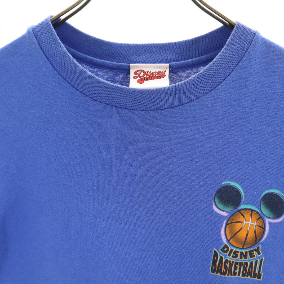 Disney ATHLETICS ディズニーアスレティックス 90s USA製 オールド プリント ミッキー 半袖 Tシャツ M ブルー バスケットボール メンズ