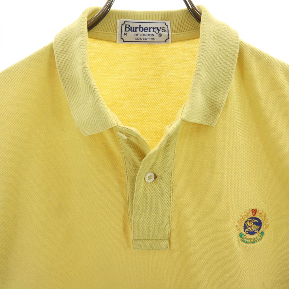 Burberrys バーバリーズ 90s オールド 半袖 ポロシャツ M イエロー 鹿の子 メンズ