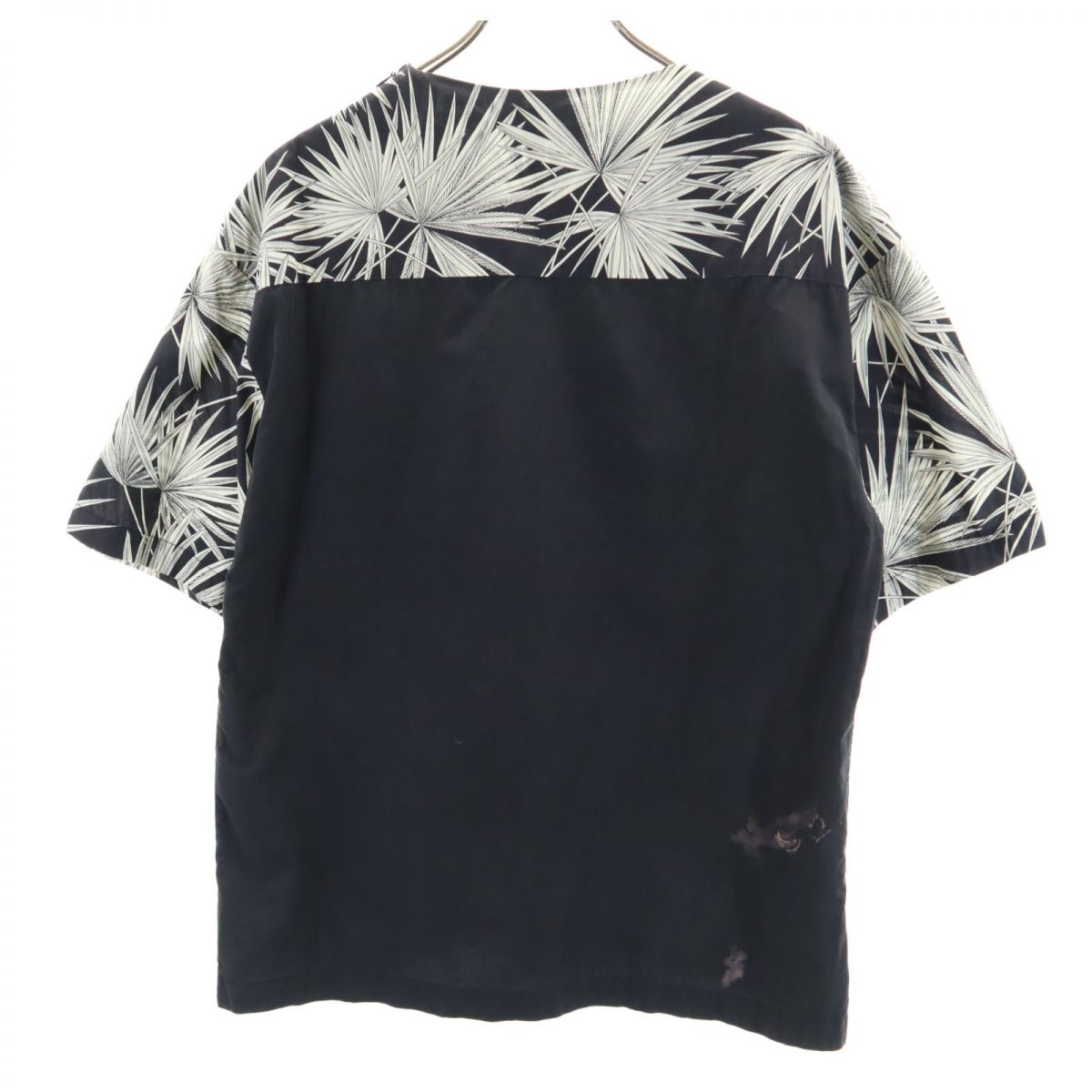 MSGM エムエスジーエム イタリア製 総柄 半袖 カットソー 46 ブラック系 ショルダージップ メンズ