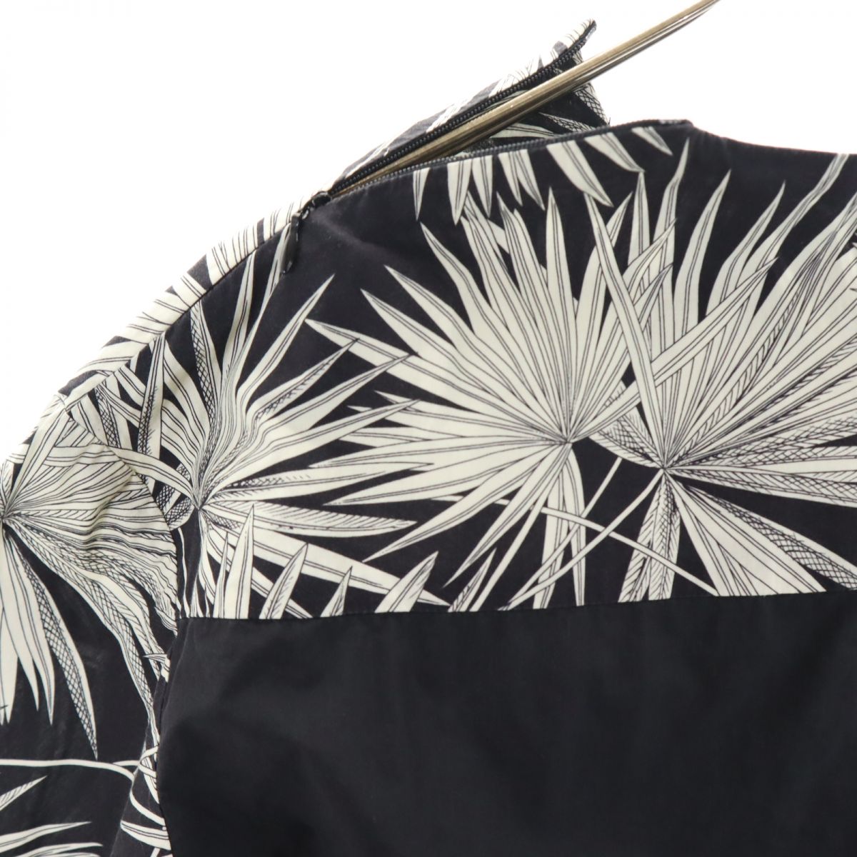 MSGM エムエスジーエム イタリア製 総柄 半袖 カットソー 46 ブラック系 ショルダージップ メンズ