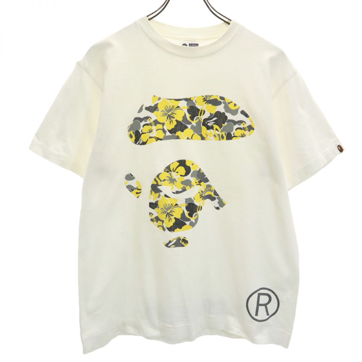 A BATHING APE アベイシングエイプ 日本製 プリント 半袖 Tシャツ S ホワイト メンズ