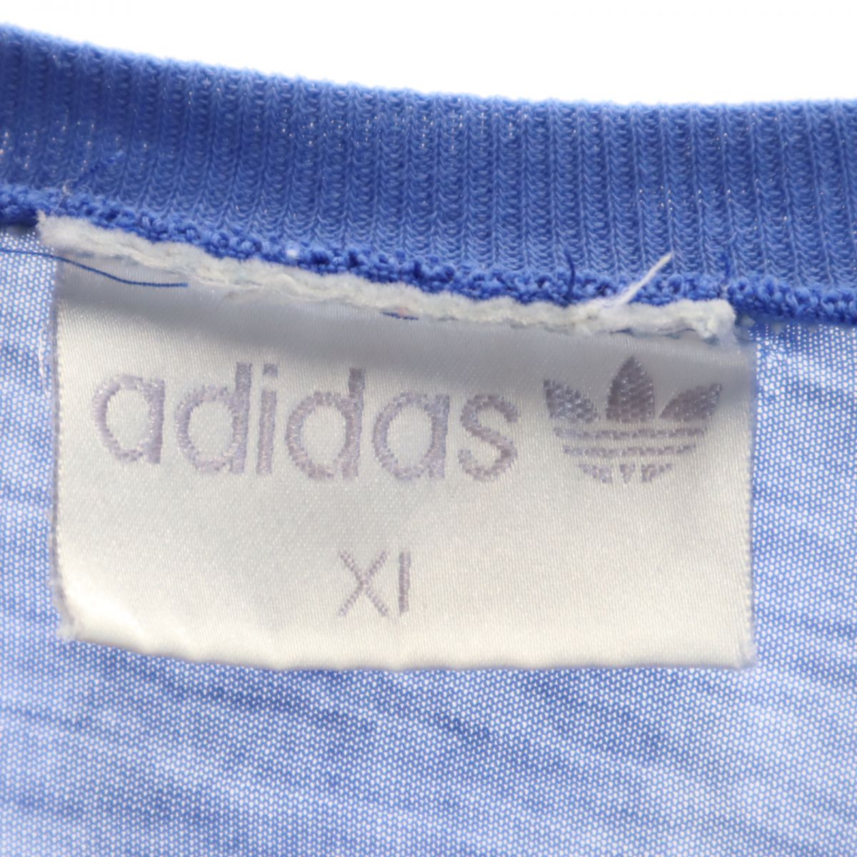 adidas アディダス 80s オールド プリント トレフォイルロゴ 半袖 Tシャツ XL ブルー メンズ