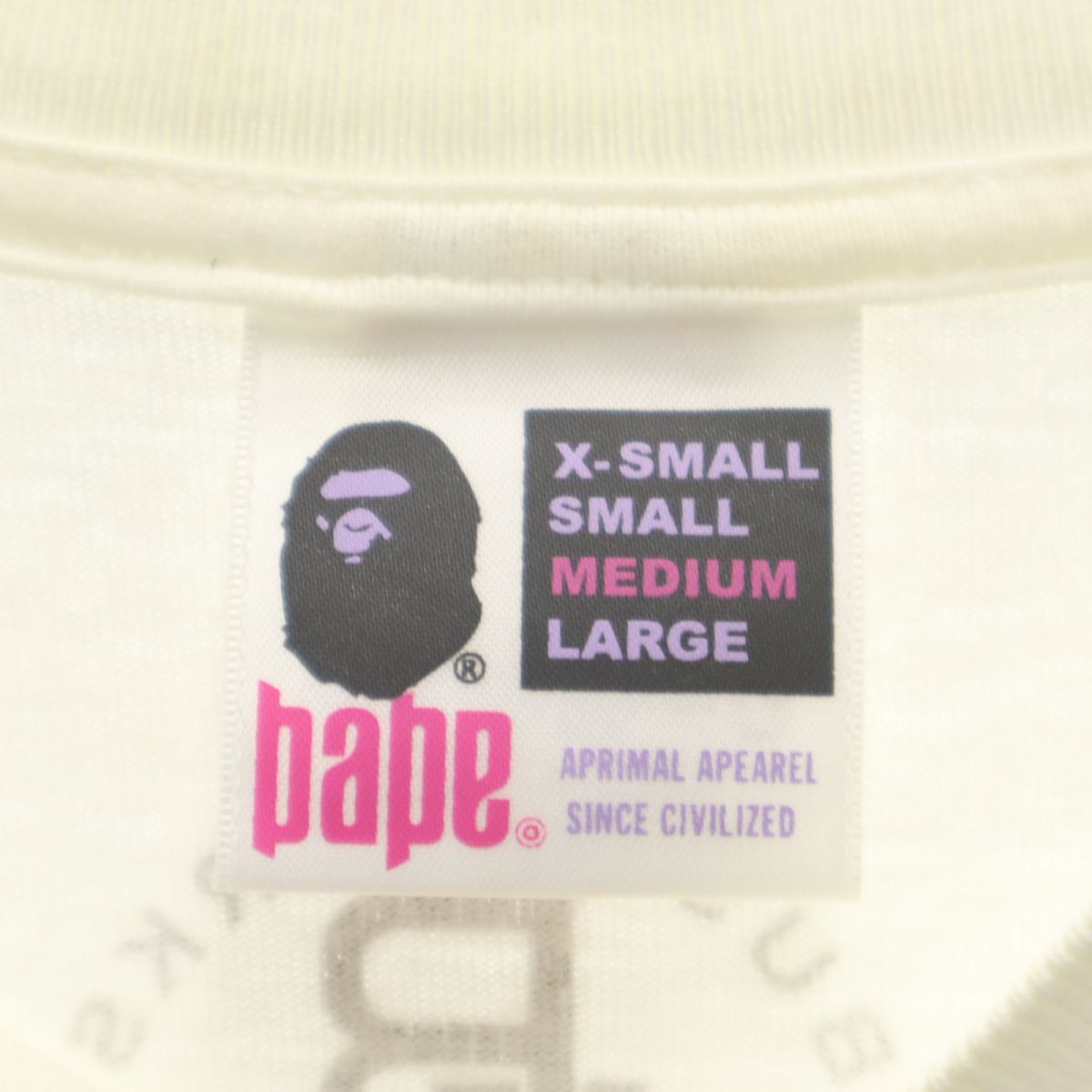 ベイプ 日本製 プリント 半袖 Tシャツ M ホワイト BAPE A BATHING APE メンズ