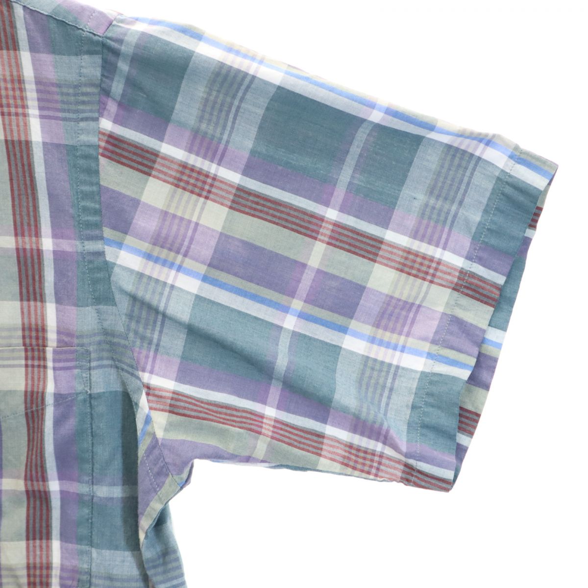 VAN HEUSEN ヴァンヒューゼン 80s 90s オールド チェック柄 半袖 ボタンダウンシャツ M メンズ