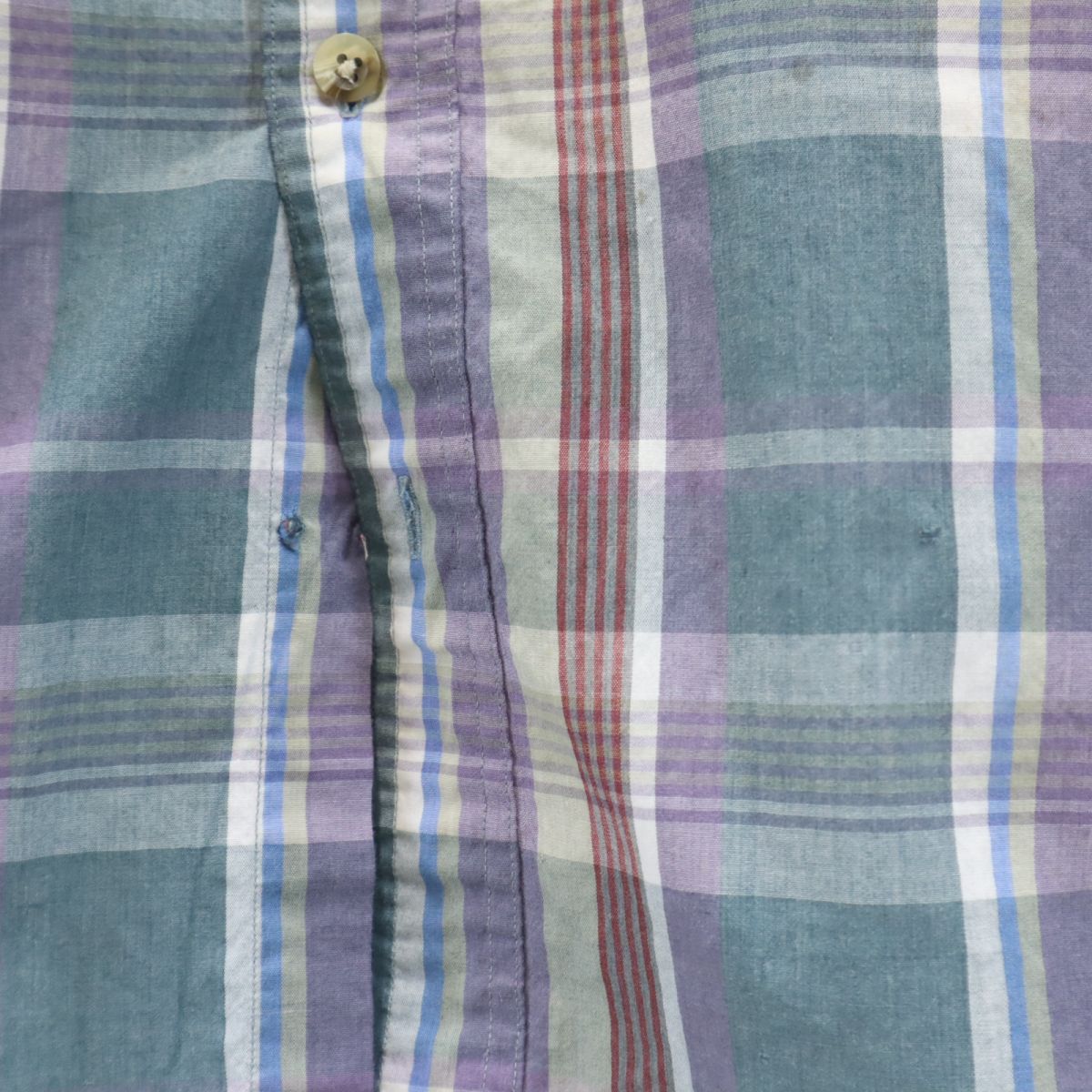 VAN HEUSEN ヴァンヒューゼン 80s 90s オールド チェック柄 半袖 ボタンダウンシャツ M メンズ