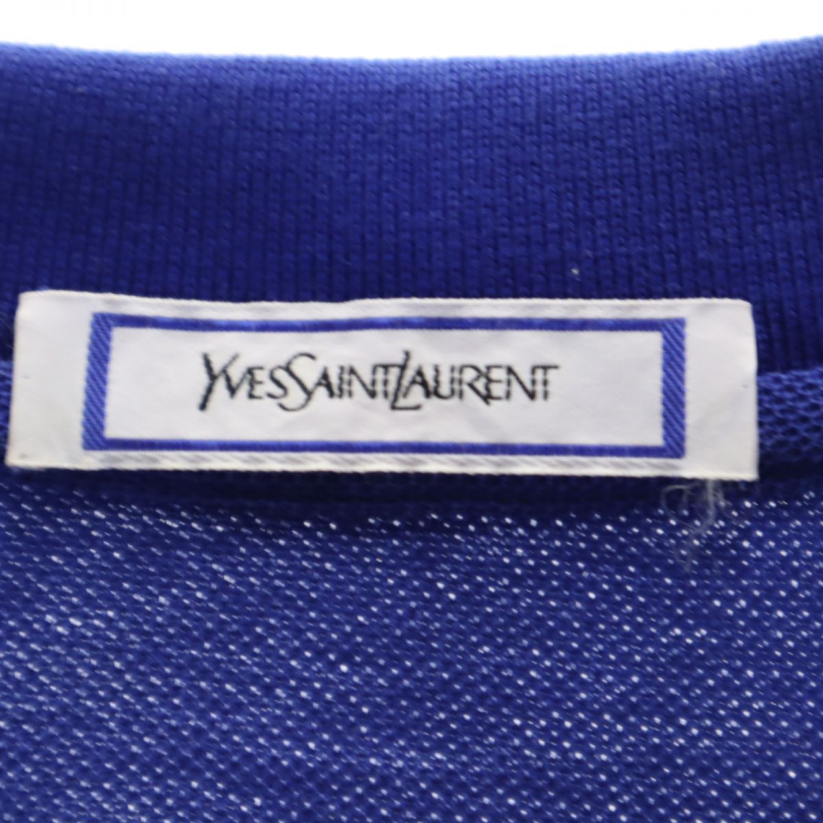 YVES SAINT LAURENT イヴサンローラン 90s オールド 半袖 ポロシャツ M ブルー 鹿の子地 レディース