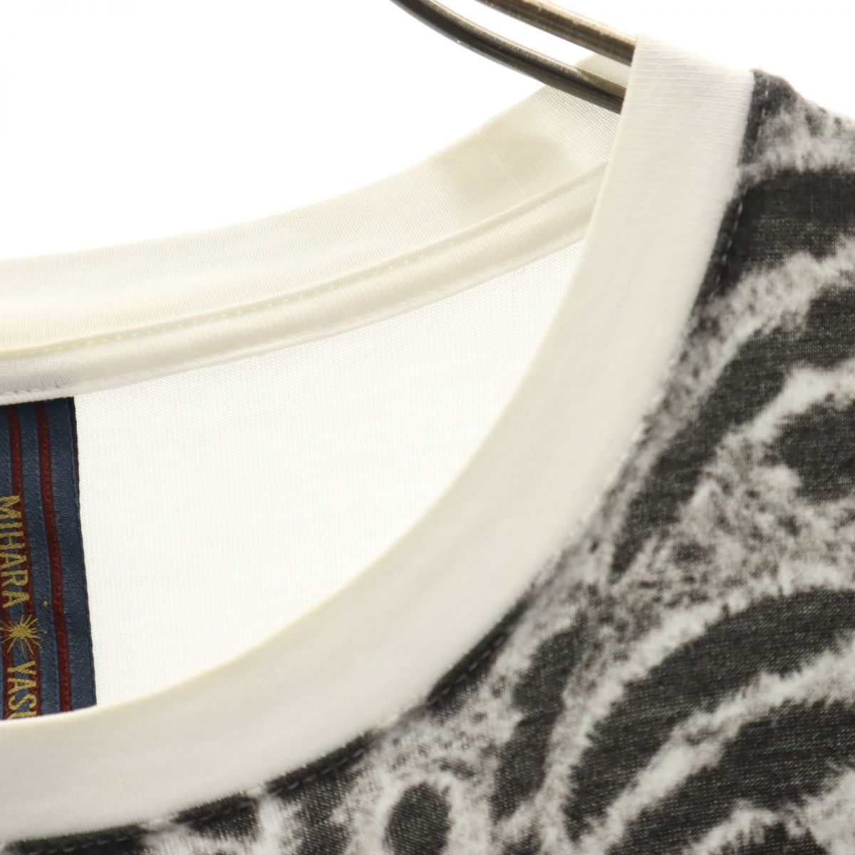 ミハラヤスヒロ 日本製 ヒョウ柄 半袖 Tシャツ 44 白×黒 MIHARA YASUHIRO メンズ