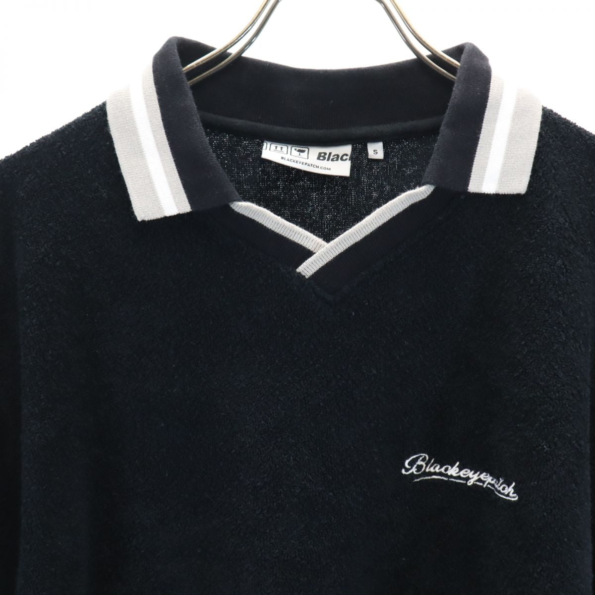 THE BLACK EYE PATCH ブラックアイパッチ 半袖 ポロシャツ S ブラック パイル地 メンズ