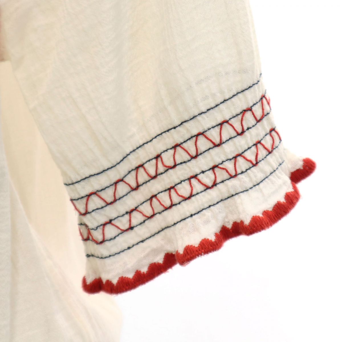 トリーバーチ 刺繍 5分袖 ブラウス S ホワイト Tory Burch レディース