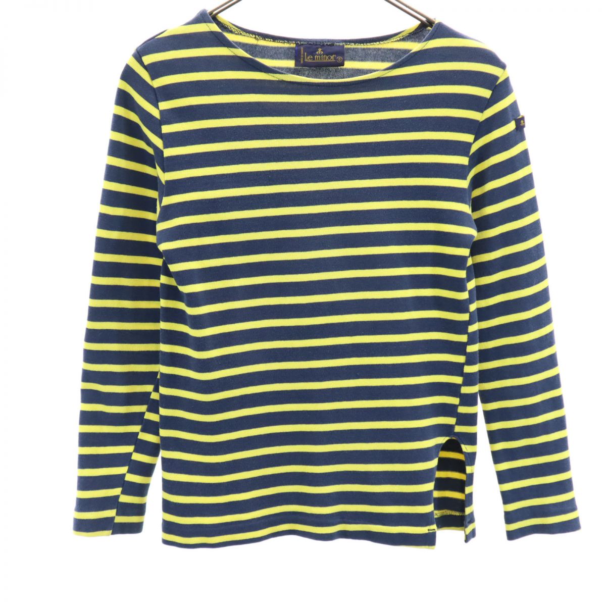 Le Minor ルミノア フランス製 ボーダー柄 長袖 ボートネック バスクシャツ ネイビー×イエロー ロンT レディース