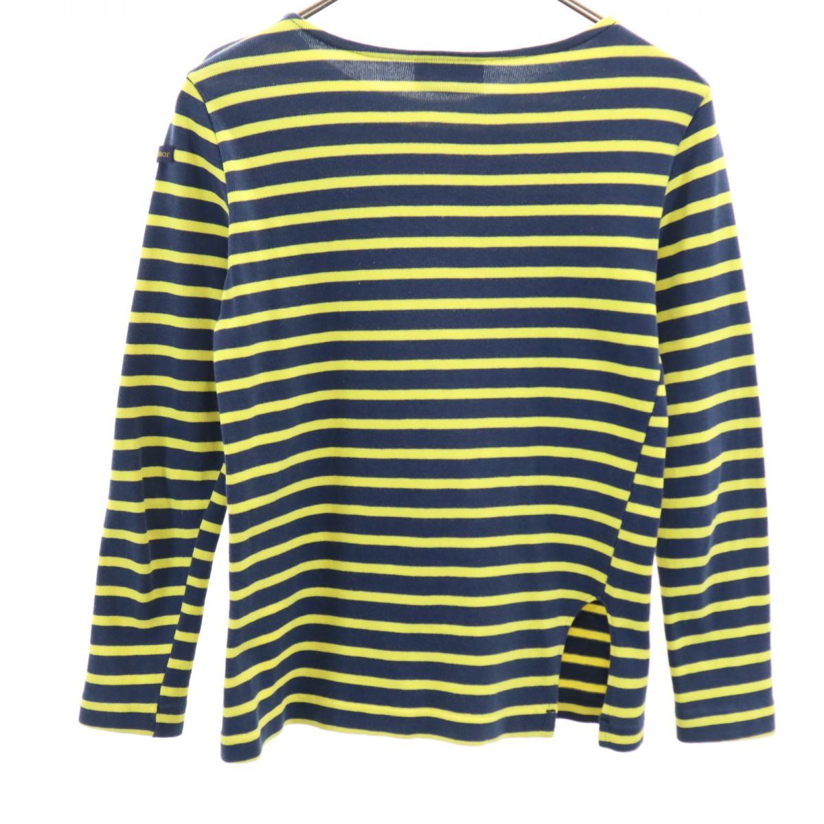 Le Minor ルミノア フランス製 ボーダー柄 長袖 ボートネック バスクシャツ ネイビー×イエロー ロンT レディース