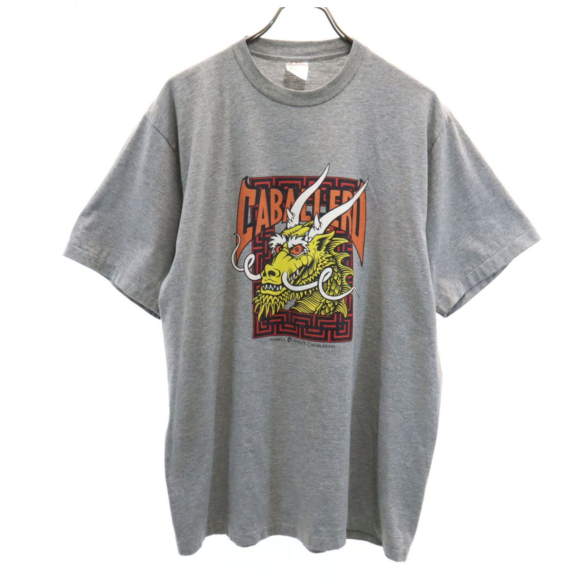 パウエルペラルタ 90s USA製 2枚タグ プリント 半袖 Tシャツ L グレー POWELL PERALTA メンズ