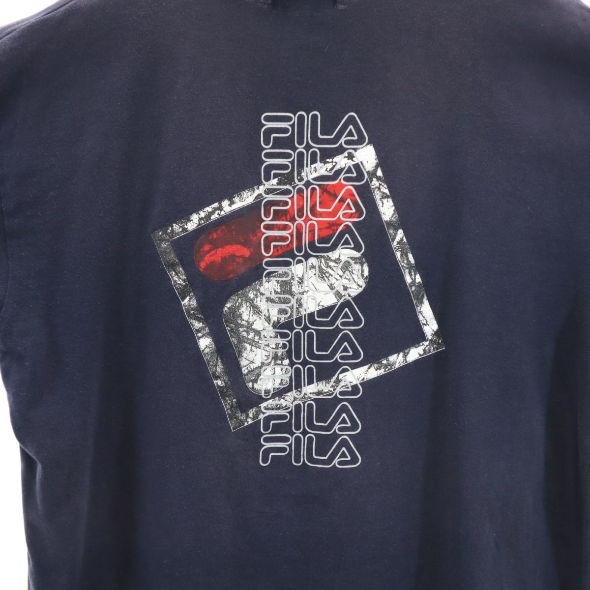 FILA フィラ オールド 両面プリント 半袖 Tシャツ L ネイビー メンズ
