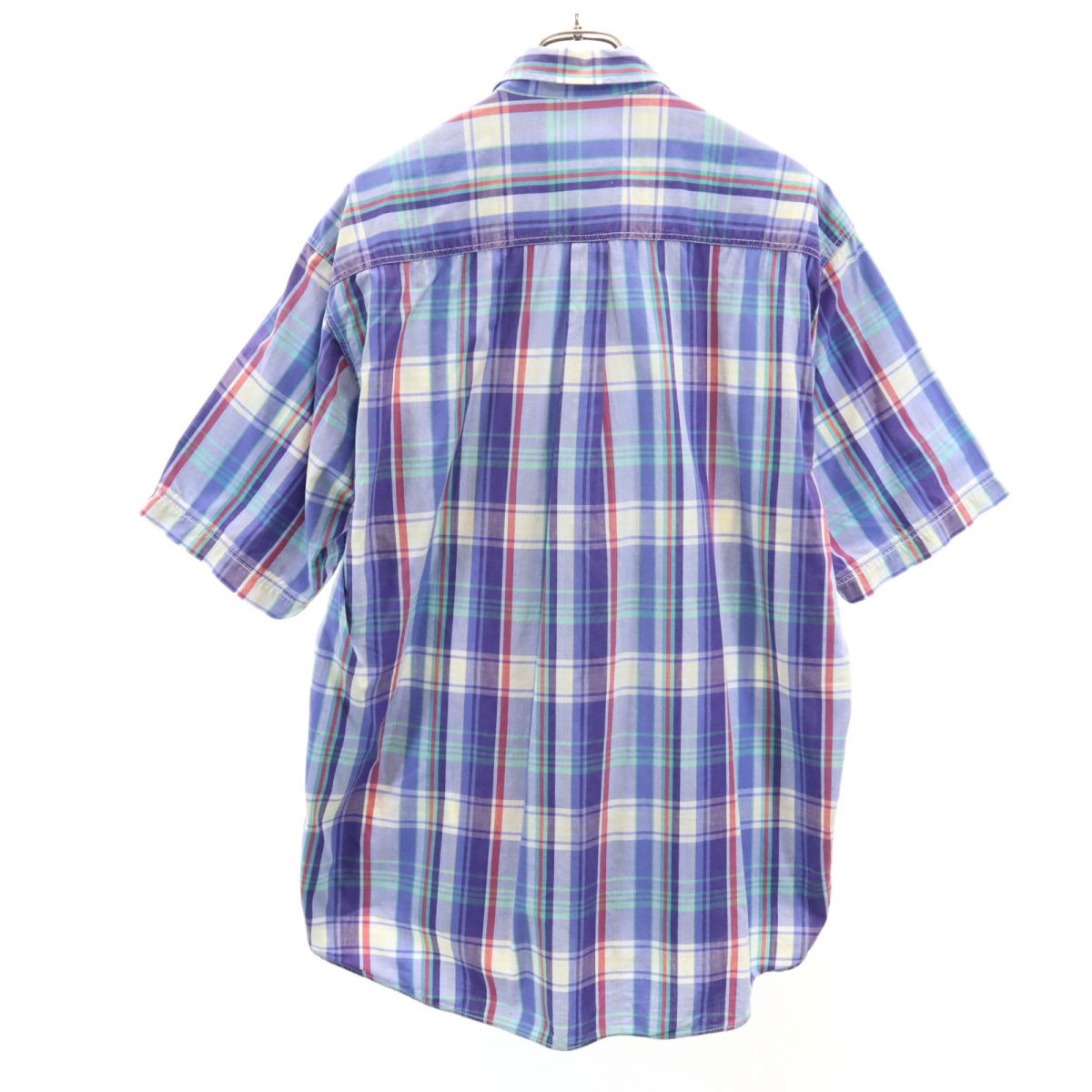 Budweiser バドワイザー 80s 90s オールド チェック 半袖 ボタンダウンシャツ L ブルー系 メンズ