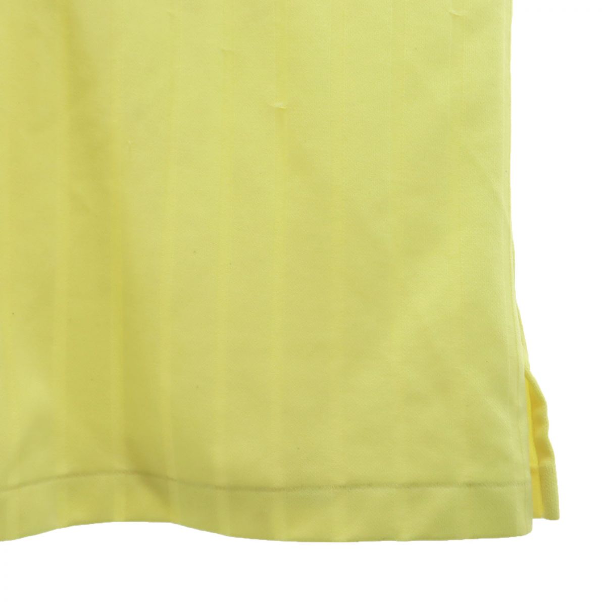 ヒルトン 70s USA製 ヴィンテージ バックプリント ストライプ地 半袖 ポロシャツ L イエロー Hilton 刺繍 メンズ