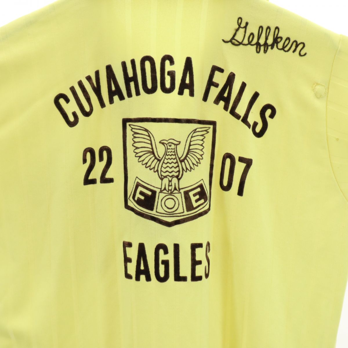 ヒルトン 70s USA製 ヴィンテージ バックプリント ストライプ地 半袖 ポロシャツ L イエロー Hilton 刺繍 メンズ