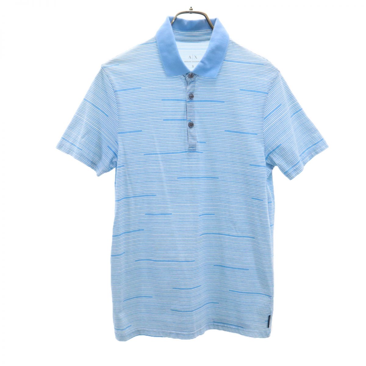 ARMANI EXCHANGE アルマーニエクスチェンジ ボーダー柄調 半袖 ポロシャツ S ブルー系 メンズ
