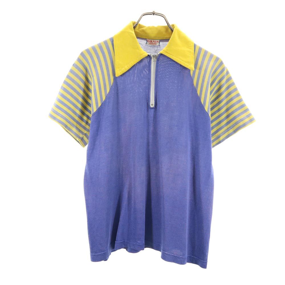 WILTON ウィルトン 50s 半袖 ゲームシャツ ポロシャツ M イエロー×ネイビー オールド ヴィンテージ メンズ
