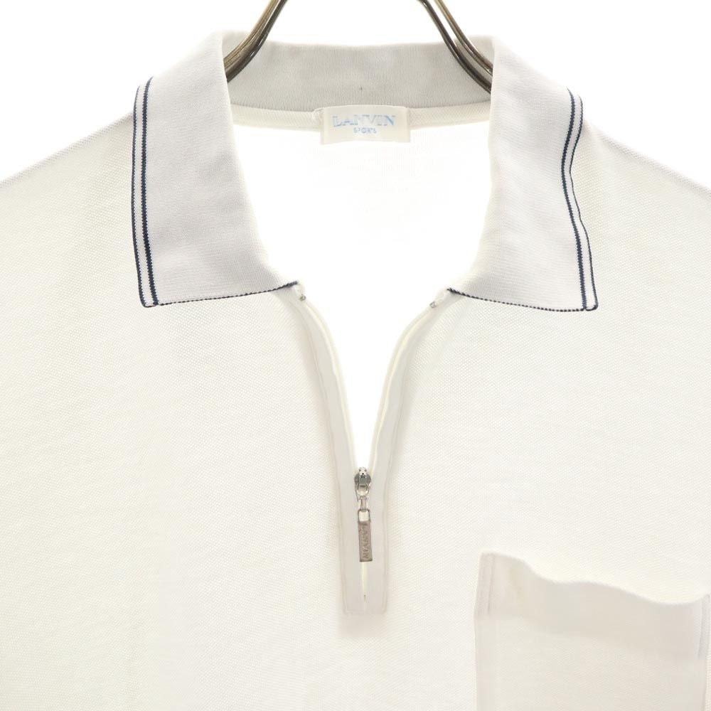 LANVIN ランバン 半袖 ポロシャツ L ホワイト系 鹿の子 メンズ