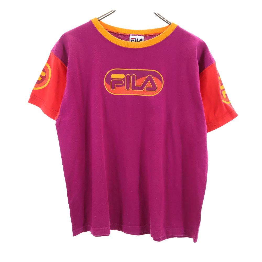 FILA フィラ 90s USA製 オールド 半袖 Tシャツ L パープル系 メンズ