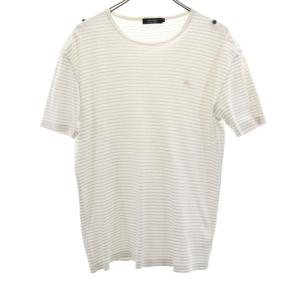 BURBERRY BLACK LABEL バーバリーブラックレーベル 日本製 三陽商会 ボーダー 半袖 カットソー 3 ホワイト系 メンズ