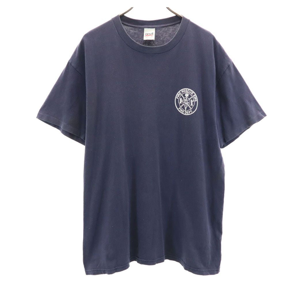 anbil アンビル 90s USA製 オールド バックプリント 半袖 Tシャツ XL ネイビー系 メンズ