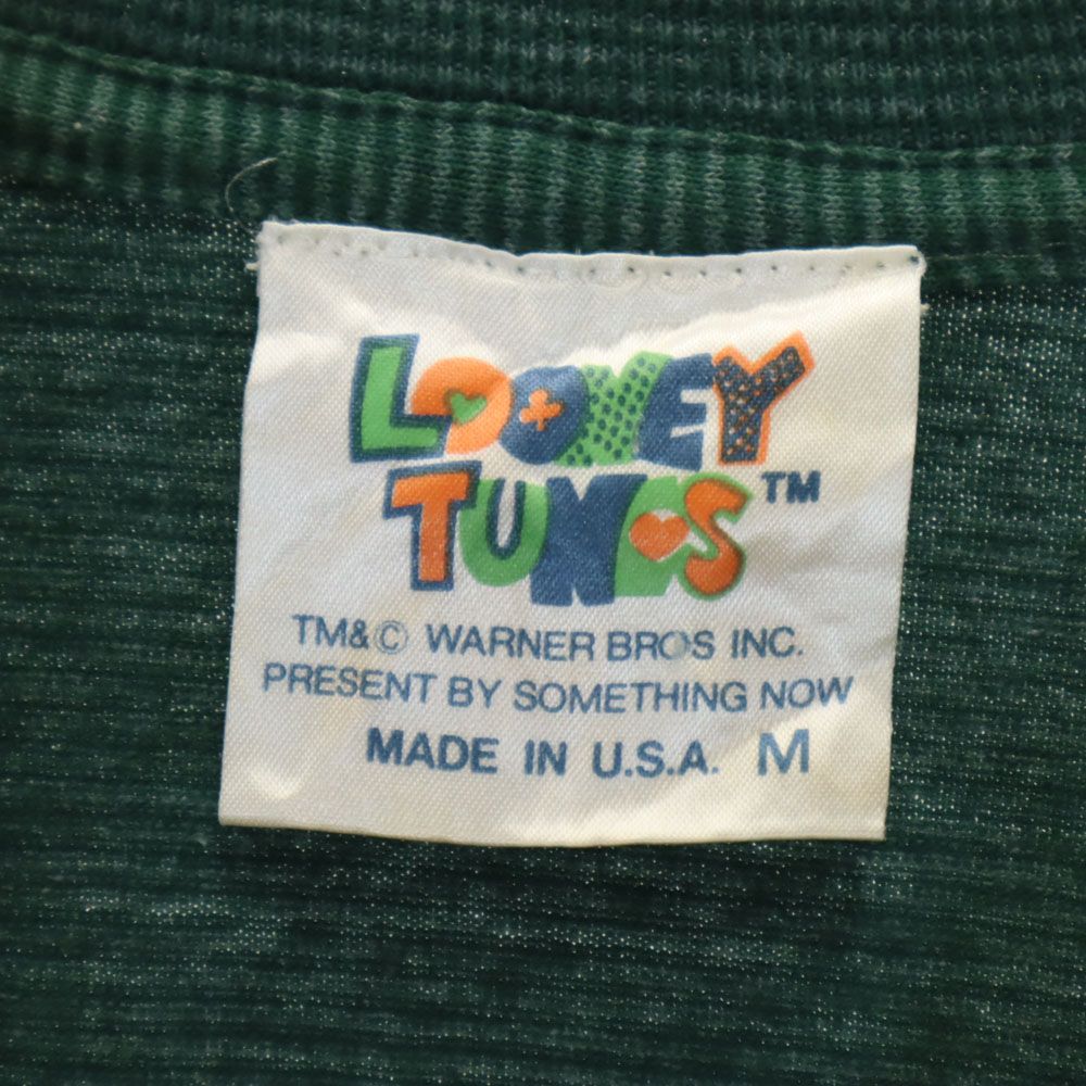 LOONEY TUNES ルーニーテューンズ 90s USA製 オールド ボーダー プリント 半袖 Tシャツ M グリーン メンズ