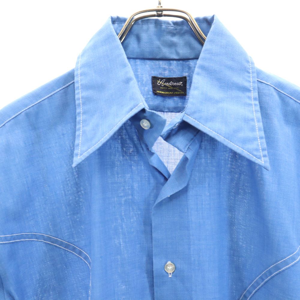 ヴィンテージ 70s USA製 半袖 シャツ L ブルー VINTAGE メンズ