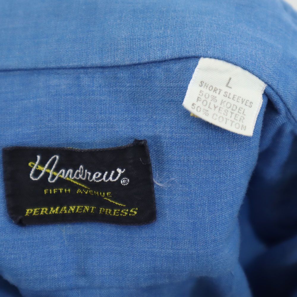 ヴィンテージ 70s USA製 半袖 シャツ L ブルー VINTAGE メンズ