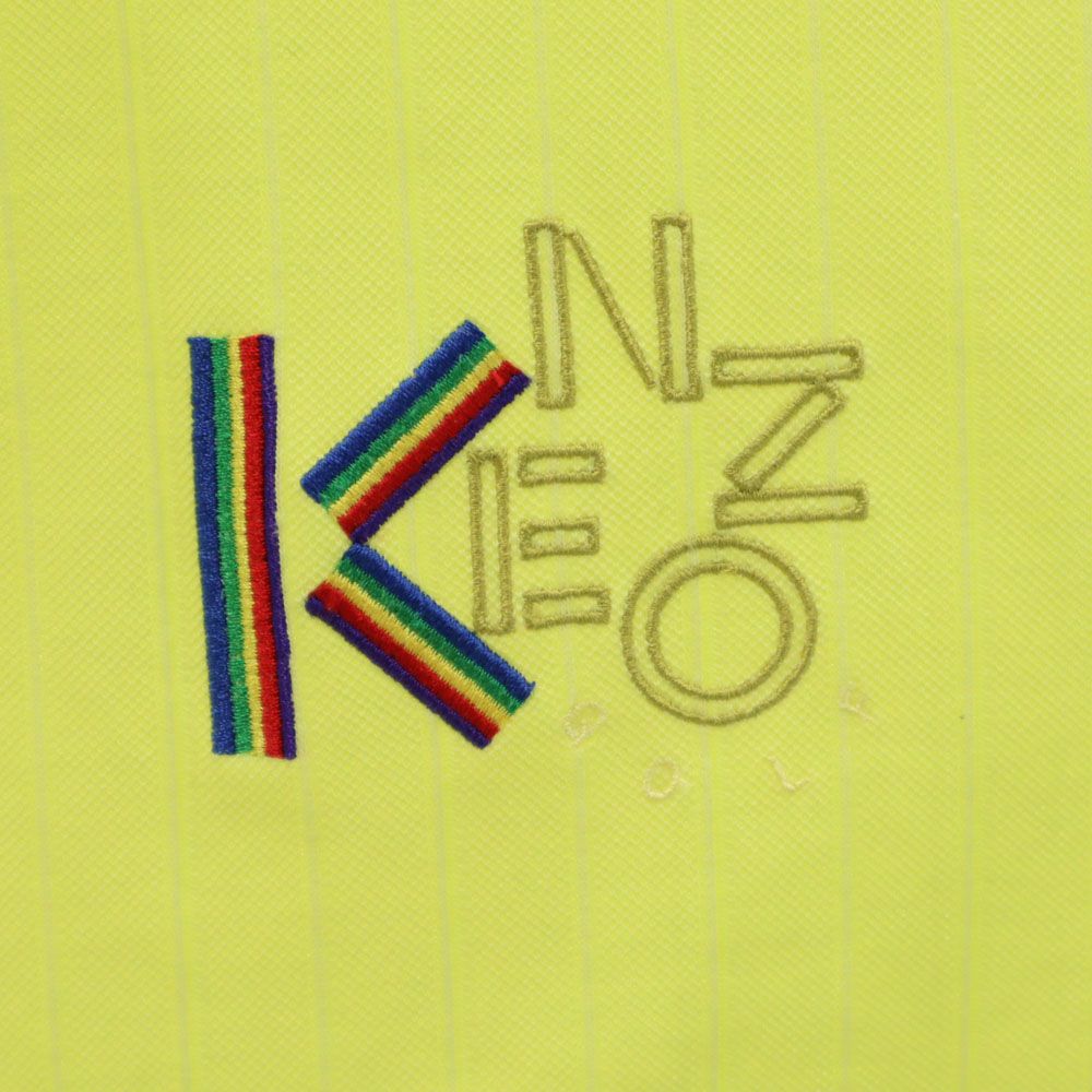 KENZO ケンゾー 90s 日本製 オールド 刺繍 ゴルフ 半袖 ポロシャツ 4 イエロー ハーフボタン メンズ