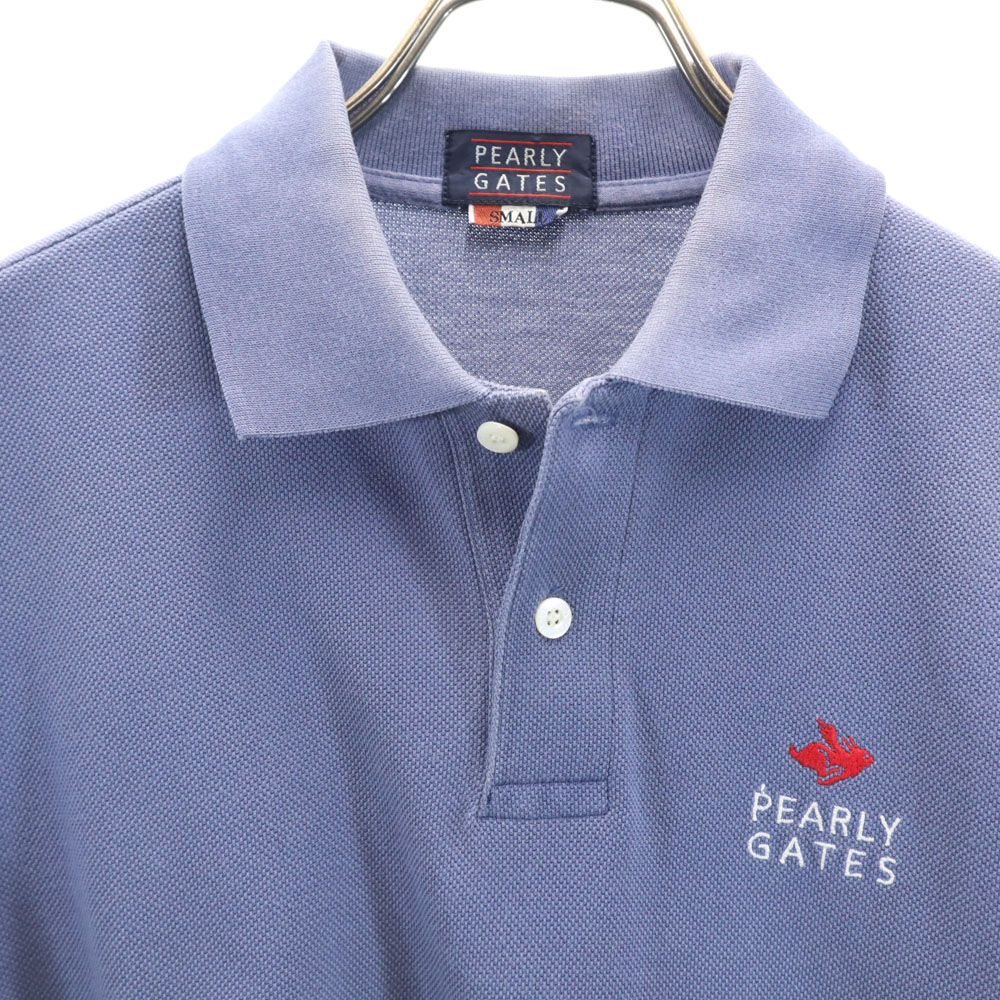 PEARLY GATES パーリーゲイツ 日本製 ゴルフ 半袖 ポロシャツ S ブルー 鹿の子 メンズ