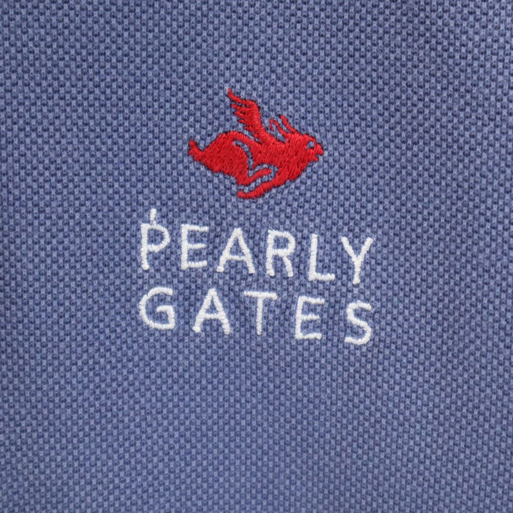 PEARLY GATES パーリーゲイツ 日本製 ゴルフ 半袖 ポロシャツ S ブルー 鹿の子 メンズ