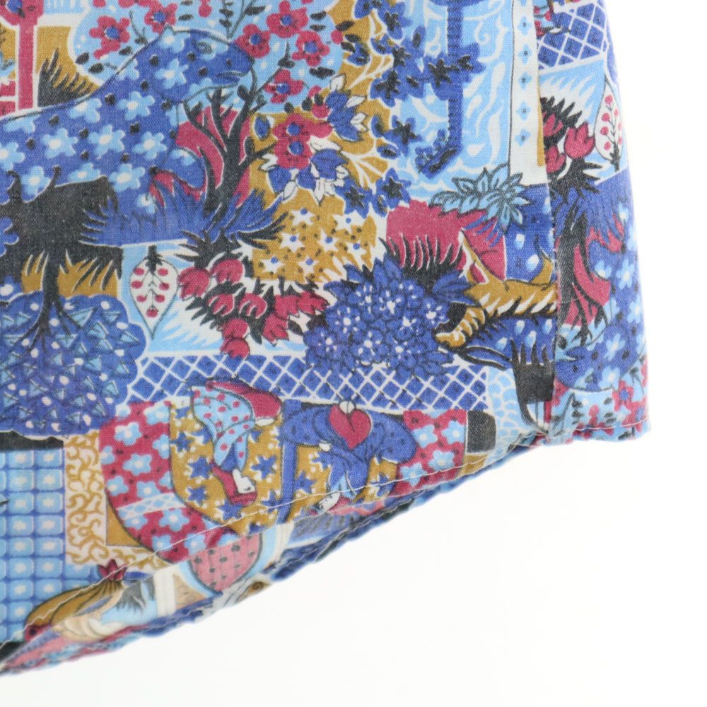 キングスロード 70s ヴィンテージ 総柄 半袖 シャツ M ブルー系 メンズ