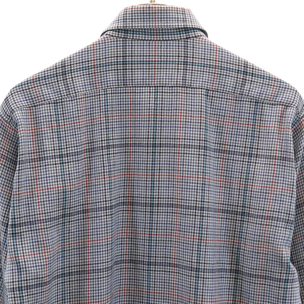 Aquascutum アクアスキュータム 日本製 ウール 千鳥柄 長袖 ボタンダウンシャツ グレー系 メンズ