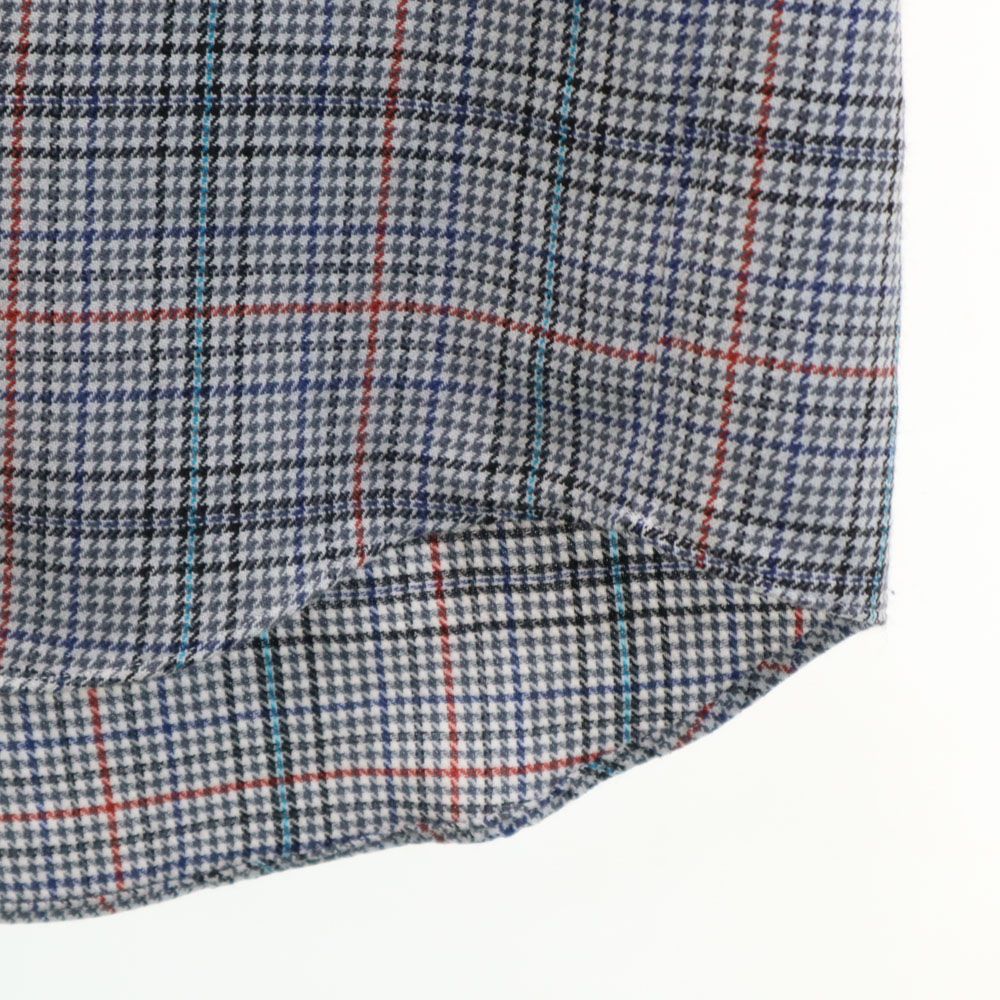 Aquascutum アクアスキュータム 日本製 ウール 千鳥柄 長袖 ボタンダウンシャツ グレー系 メンズ