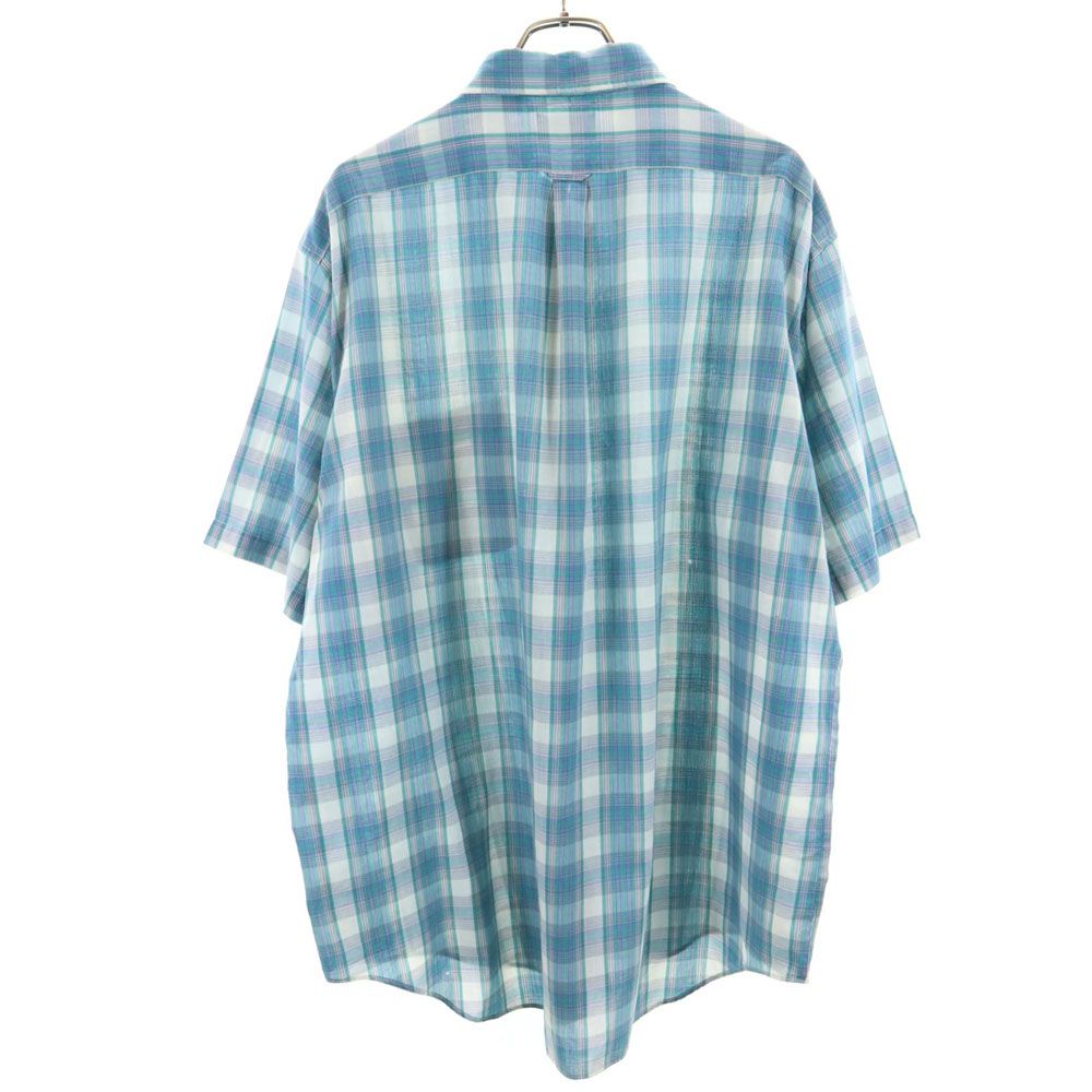 TOWNCRAFT タウンクラフト 80s ヴィンテージ チェック柄 半袖 シャツ XXLT(18-18 1/2 NECK) ブルー系 ビッグサイズ メンズ
