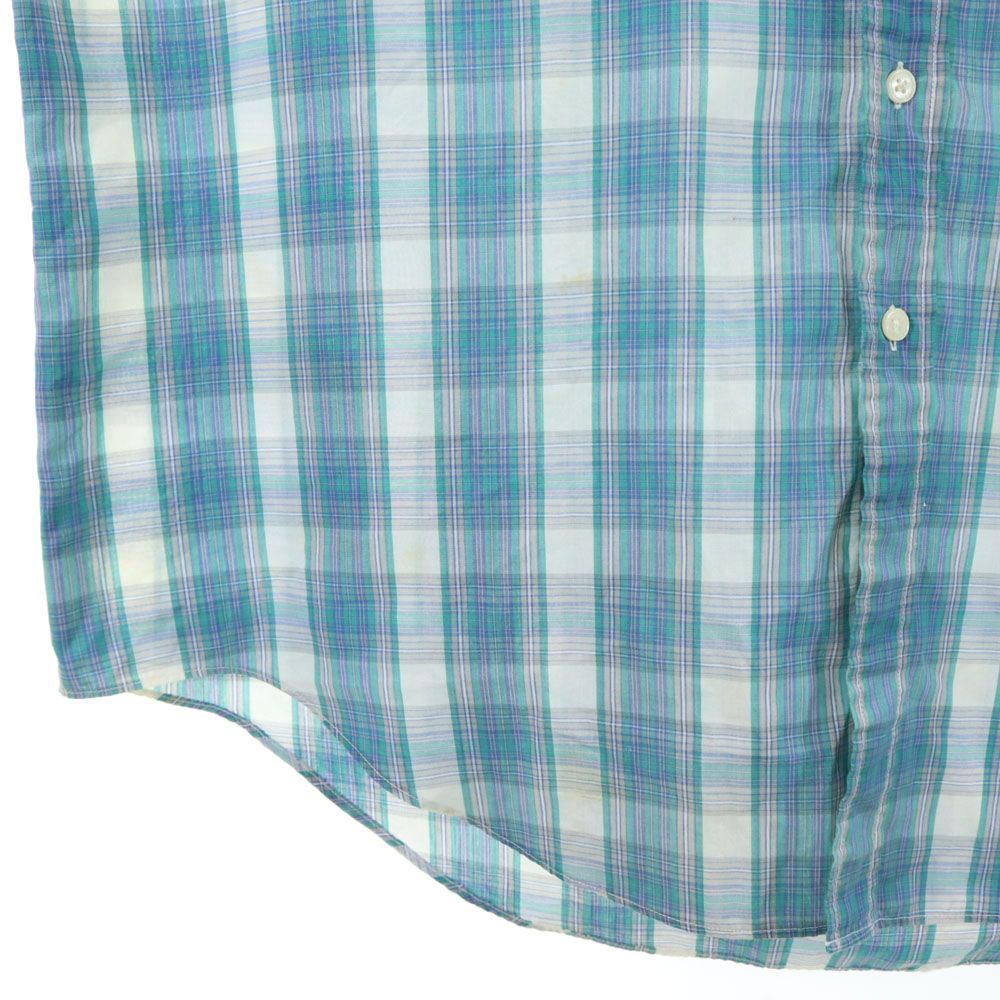 TOWNCRAFT タウンクラフト 80s ヴィンテージ チェック柄 半袖 シャツ XXLT(18-18 1/2 NECK) ブルー系 ビッグサイズ メンズ