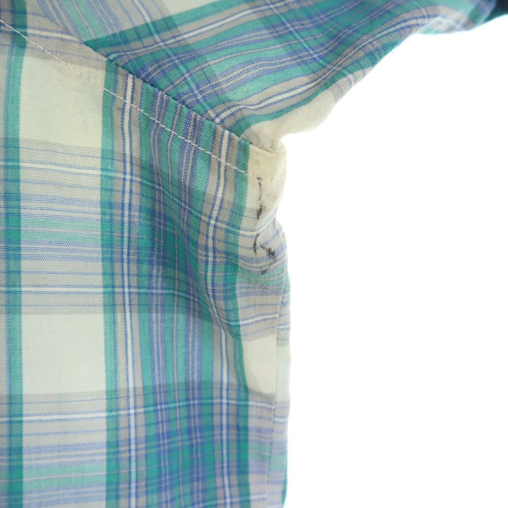 TOWNCRAFT タウンクラフト 80s ヴィンテージ チェック柄 半袖 シャツ XXLT(18-18 1/2 NECK) ブルー系 ビッグサイズ メンズ